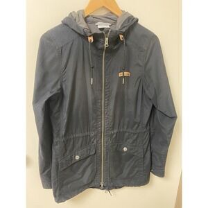 Columbia Women S Full Zip Lightweight Jacket Drawstring Black Hooded Brown Label